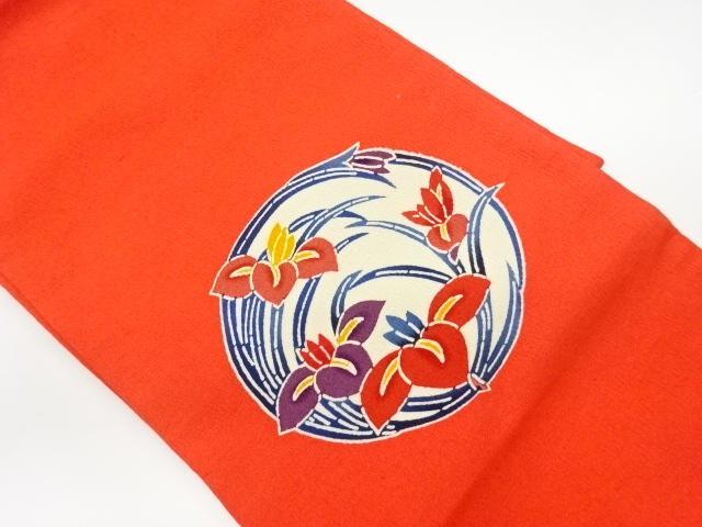 リサイクル　上代紬型染菖蒲模様名古屋帯